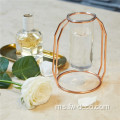 Rose Gold Metal Stand Clear Tube Glass Vases